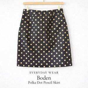 Boden Cotton Polka Dot Pencil Skirt Gray Tan Size 10 Career Office